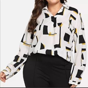 WBY Geo Pattern Chiffon Blouse